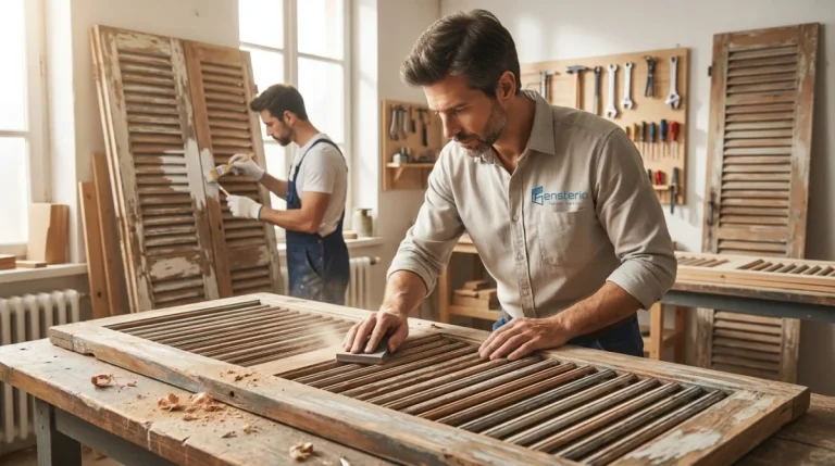 Alte Fensterläden reparieren, schleifen und neu streichen